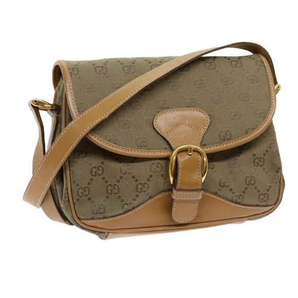 GUCCI GG Canvas Shoulder Bag Khaki 007 2854 0246 Auth 63803 - Picture 1 of 15